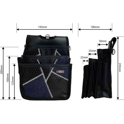 KH ギャザーフランケン腰袋 平型3段 紺