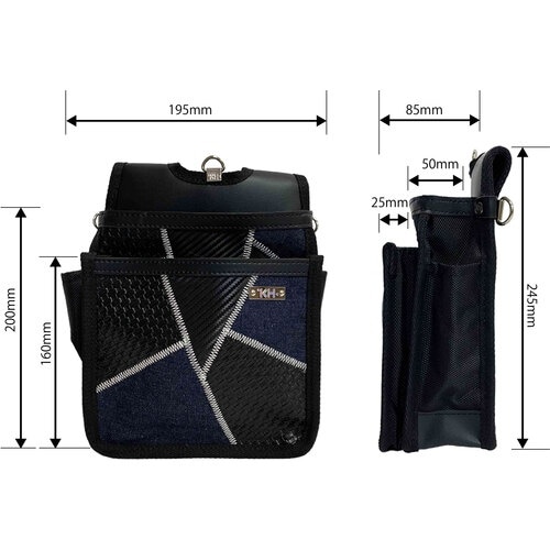 KH ギャザーフランケン腰袋 平型2段 紺