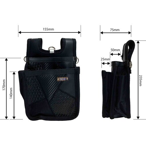 KH ギャザーフランケン腰袋 平型2段小 黒