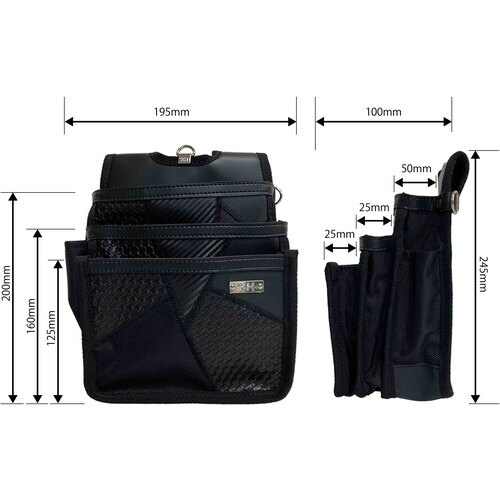 KH ギャザーフランケン腰袋 平型3段 黒