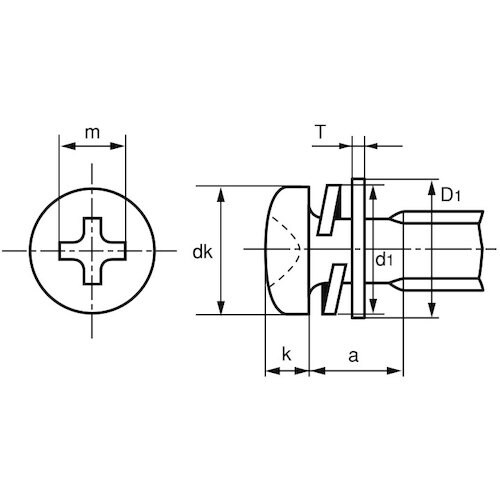 SUNCO 組込みねじ (+)ナベP=3(黄銅・ニ