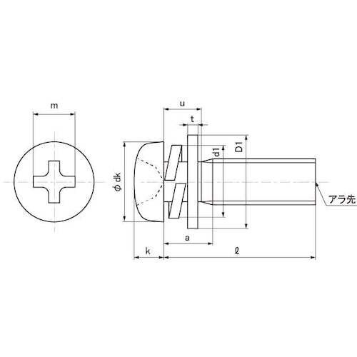 SUNCO 組込みねじ ピタック(+)ナベP=3(
