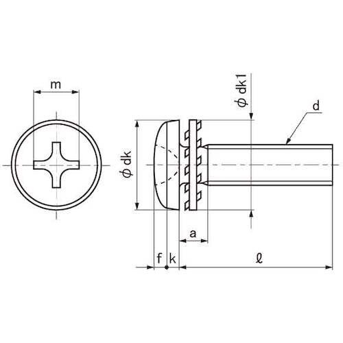 SUNCO 組込みねじ (+)バインドLI=2(鉄