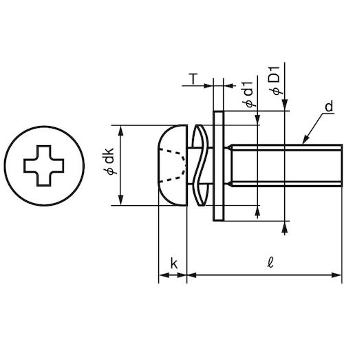 SUNCO 組込みねじ (+)ナベSP=3(鉄(ま