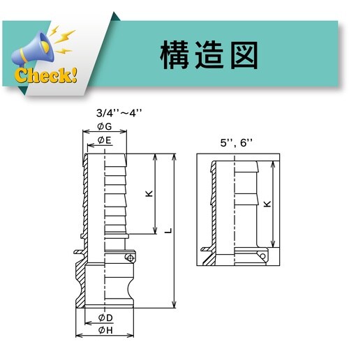 TOYOX カムロック アダプター ホースシャンク