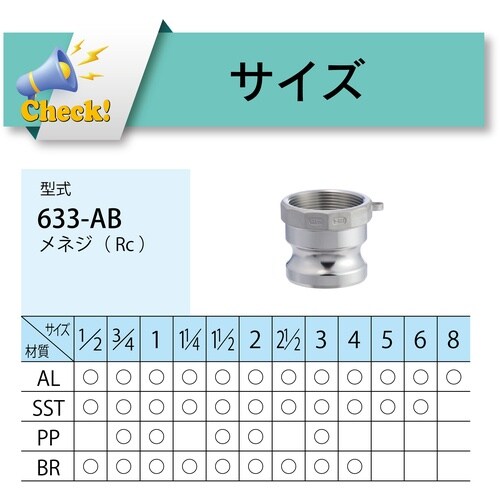 TOYOX カムロック アダプター メネジ ステン