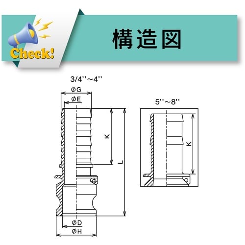 TOYOX カムロック アダプター ホースシャンク
