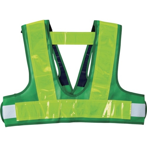 緑十字 フルハーネス用安全ベスト 緑メッシュ地/黄
