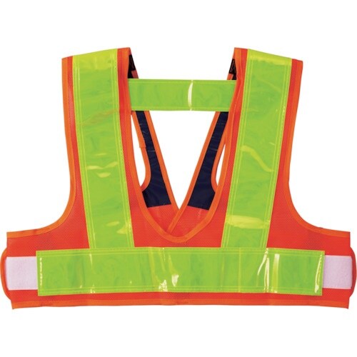 緑十字 フルハーネス用安全ベスト 橙メッシュ地/黄