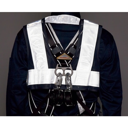 緑十字 フルハーネス用安全ベスト 紺メッシュ地/白