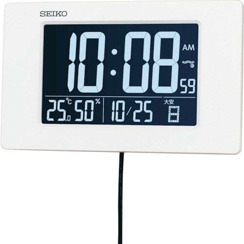 SEIKO 交流式デジタル電波時計掛置き兼用 白