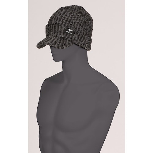 カジメイク つば付きニット帽 オスロ帽 チャコール