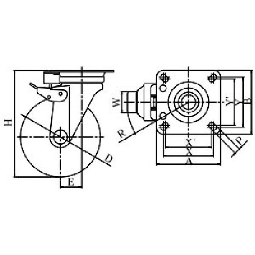 ユーエイ プレート式 自在 キャスター グレーゴム