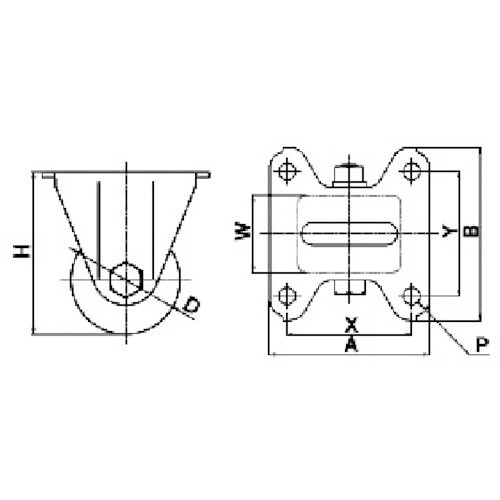 ユーエイ プレート式 固定 低床キャスター 導電性