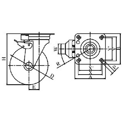 ユーエイ プレート式 自在 キャスター 耐油ゴム