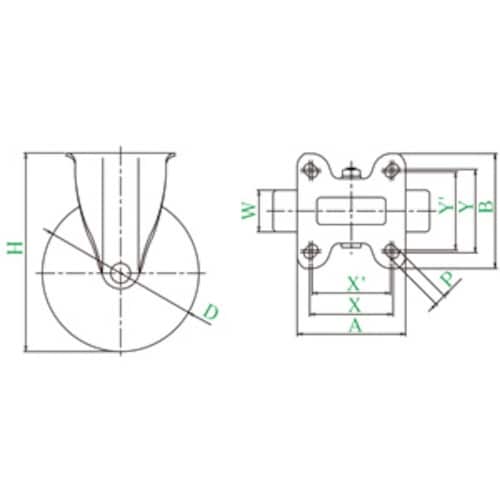 ユーエイ プレート式 固定 キャスター グレーゴム