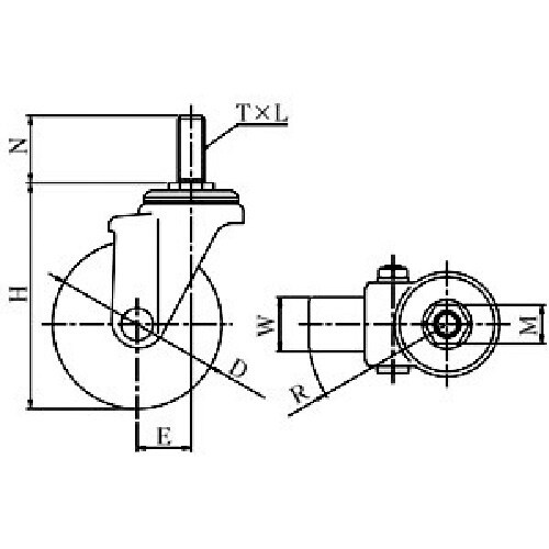 ユーエイ ねじ込み式 自在 ステンレスキャスター