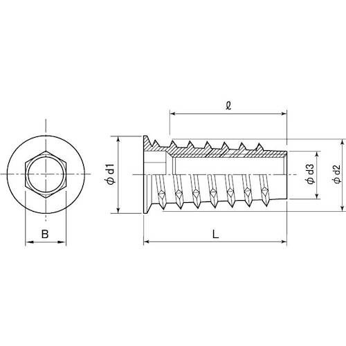 SUNCO 三価ホワイト 鬼目ナット Dタイプ 6