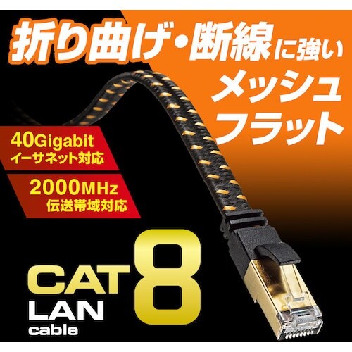 SANWA カテゴリ8メッシュフラットLANケーブ
