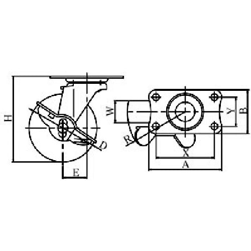 ユーエイ プレート式 自在 キャスター 導電ゴム