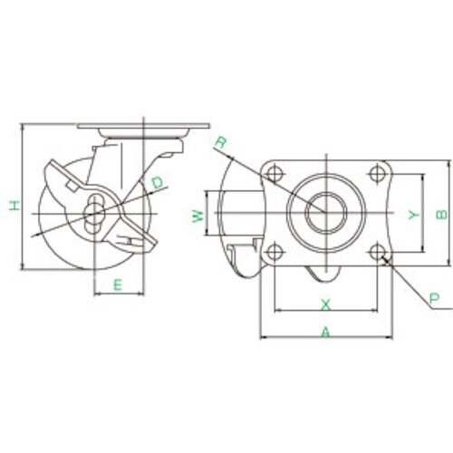 ユーエイ プレート式 自在 キャスター ウレタン