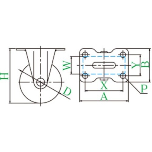 ユーエイ プレート式 固定 キャスター 黒ナイロン