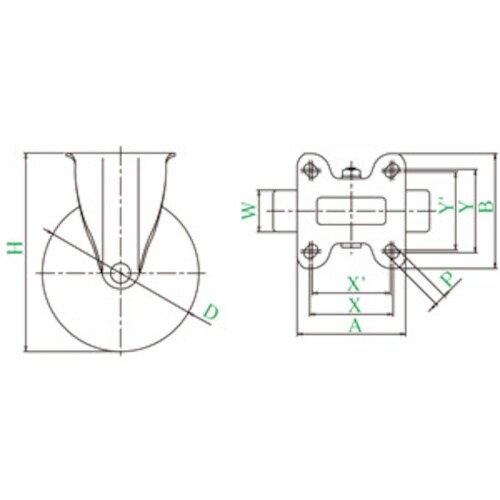 ユーエイ プレート式 固定 キャスター グレーゴム