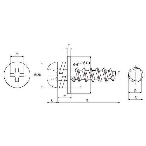 SUNCO 三価ホワイト BタイプナベP=3 4×