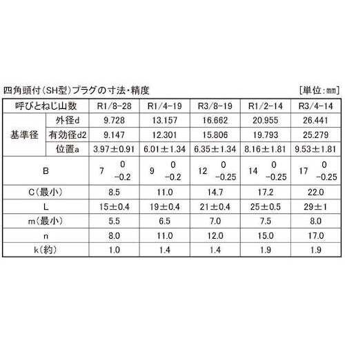 SUNCO SUSプラグSH(四角頭 PT 1/8