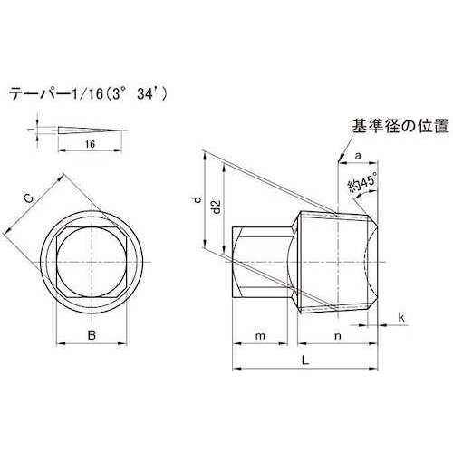 SUNCO 316L プラグ(四角頭 3/4 (1