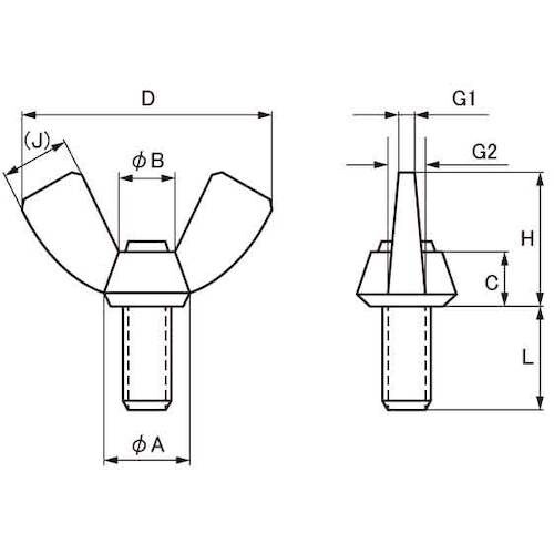 SUNCO ユニクロ 冷間蝶ボルト(R) D=21