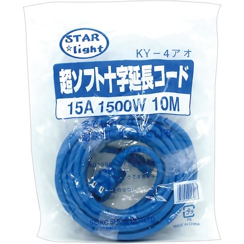 緑十字 超ソフト延長コード 長さ10m ブルー