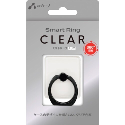 air−J スマホリング角ベースクリア マットブラ