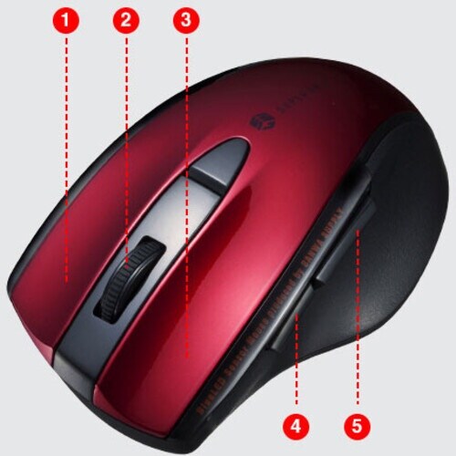 SANWA 静音ワイヤレスブルーLEDマウス(5ボ