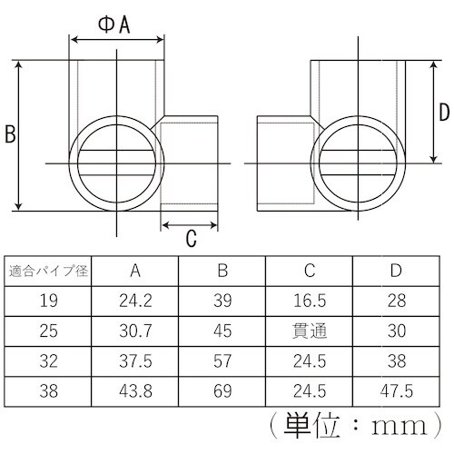 フジテック DC三方(ネジ付)25 ブラック