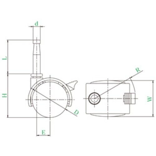 ユーエイ 差し込み式 自在 双輪キャスター ナイロ
