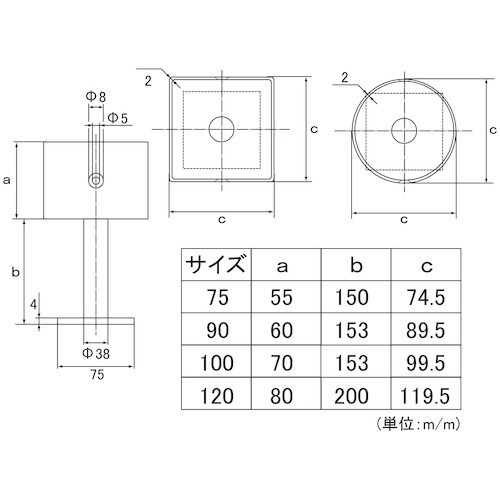 フジテック ステン柱受su304 角90
