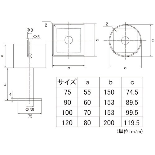 フジテック ステン柱受 ブラック 角100
