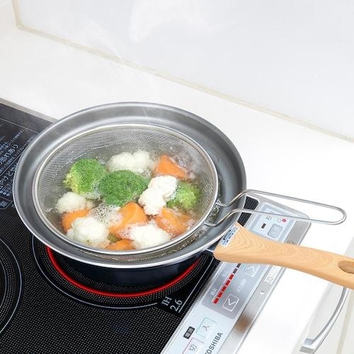 アイメディア 鍋型フライパン専用取っ手付きザル