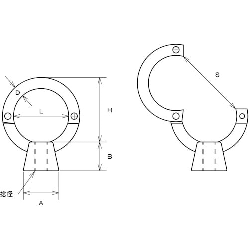 水本 ステンレス オープンアイナット 捻子径M−1