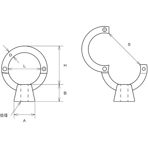 水本 ステンレス オープンアイナット 捻子径M−6