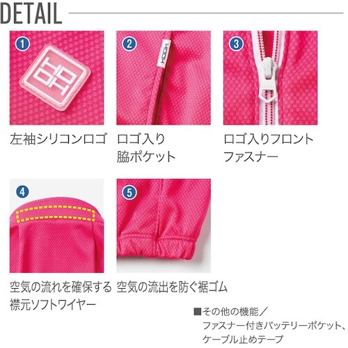 HOOH 快適ウェア 半袖ニットブルゾン M ピン