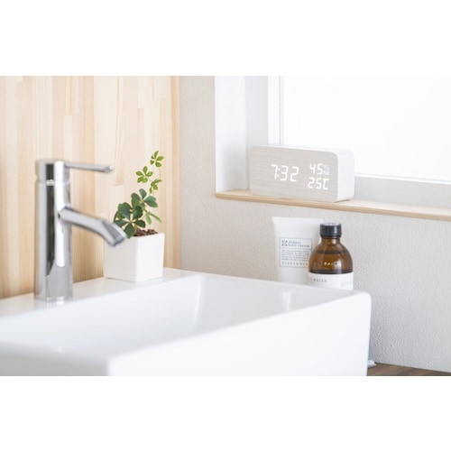 IRIS 100878 デジタル置時計 ホワイト