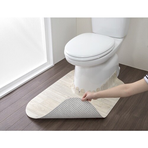 サンコー 拭けるフロアトイレマットウッドロング ホ