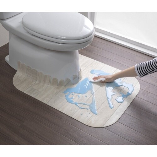 サンコー 拭けるフロアトイレマットウッドロング ホ