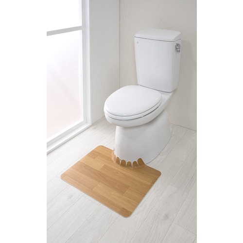 サンコー 拭けるフロアトイレマットウッドショート