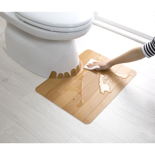 サンコー 拭けるフロアトイレマットウッドショート
