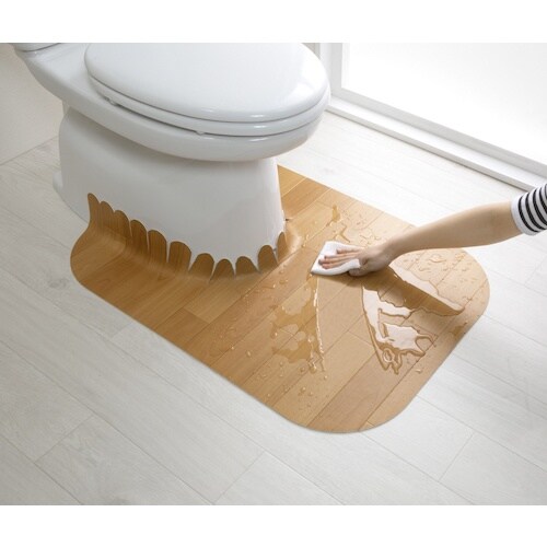 サンコー 拭けるフロアトイレマットウッドロング ベ