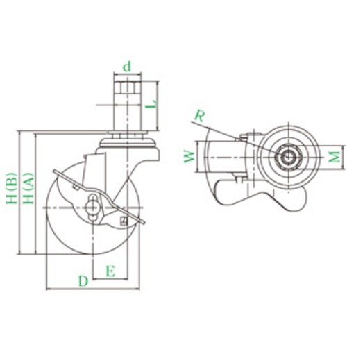 ユーエイ 差し込み式 自在 キャスター エラストマ