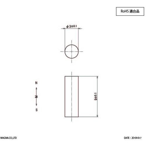 MAGNA サマリウムコバルト磁石 バー型 3φ×